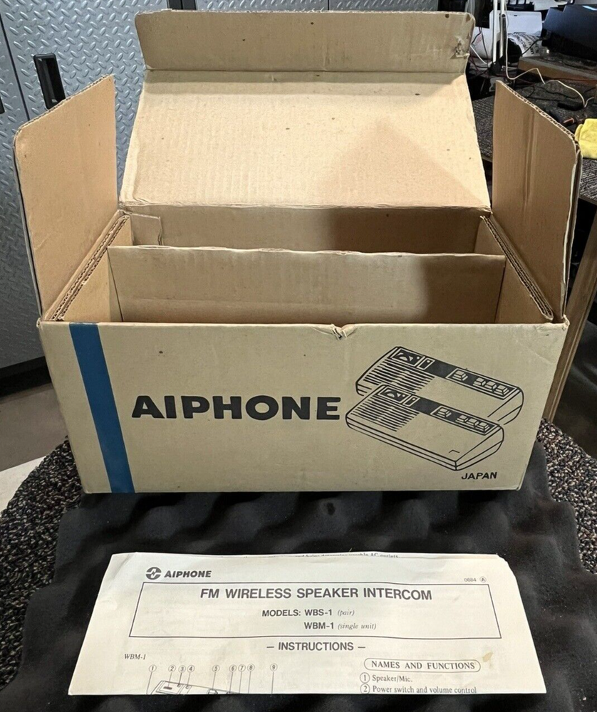 (1 SET) VINTAGE AIPHONE WBS-1 FM WIRELESS SPEAKER INTERCOM. NOS. EXCELLENT COND.