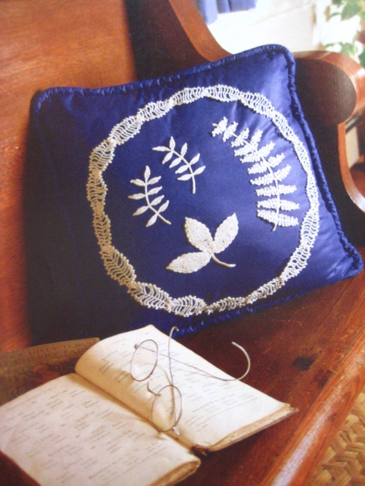 Leaf Spray Pillow;  (#CF191-03) vintage crochet  pattern