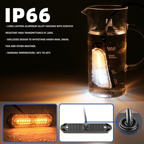 8-Pcs 12 LED Sync Feature Emergency Strobe Grille Lights Ultra #04 Red/White