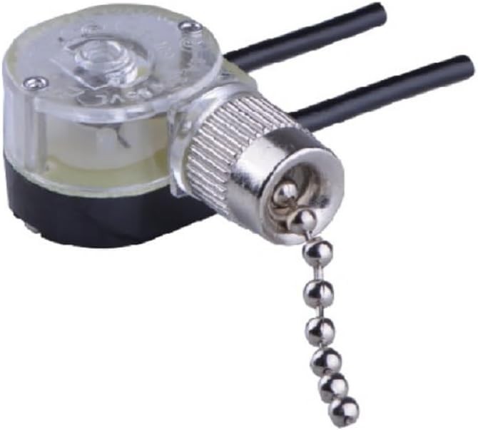 Silver Ceiling Fan Light Pull Chain Switch On-Off 2-Wire Certified