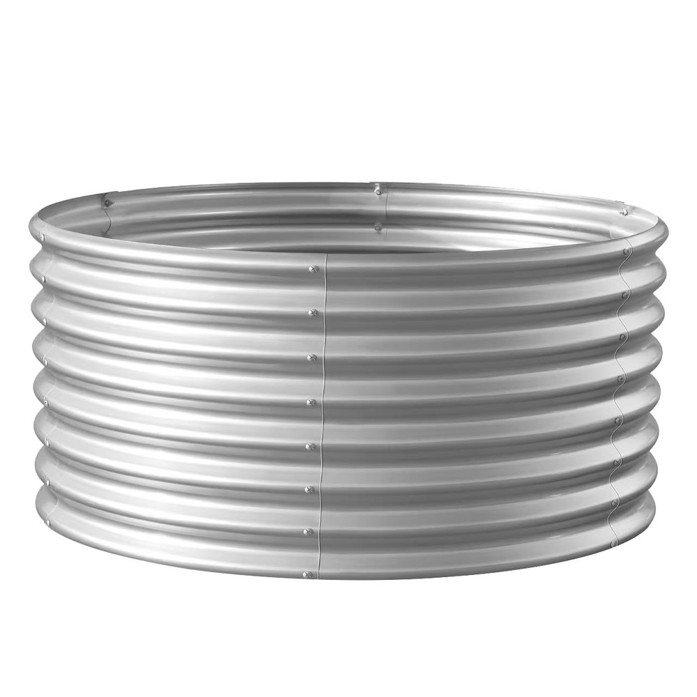 4×4×2ft Galvanized Raised Garden Bed Kit, Round Galvanized Planter Raised Gar...