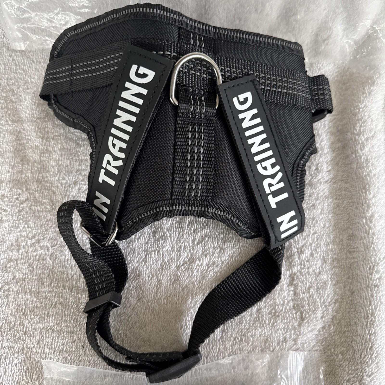 Heavy-Duty Service Dog Harness In Training Adjustable M Black Removeable Patches