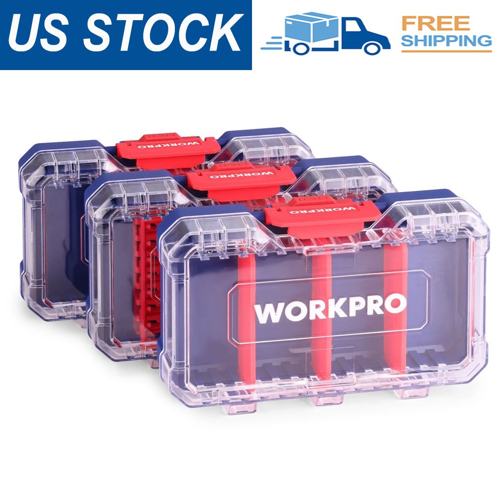 WORKPRO Small Parts Organizer 3 Pieces Portable Stackable Hardware Storage Case