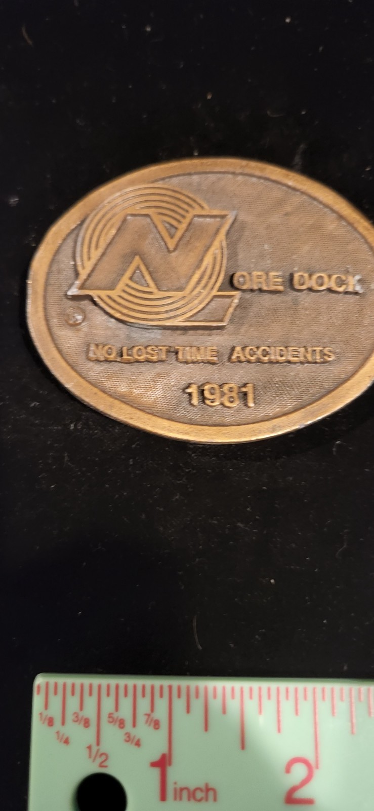 VINTAGE Rare - 1981 - Ore Dock No Lost Time Accidents RAILROAD Award Belt Buckle
