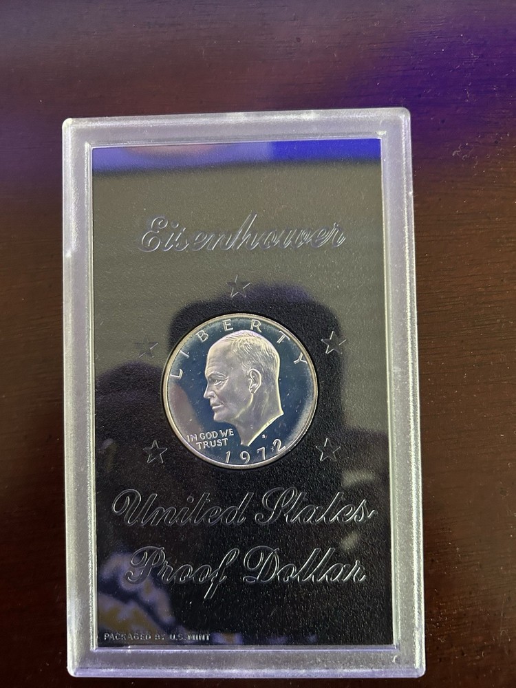 1972-S Eisenhower Proof 40% Silver Dollar OGP Protective Case / Brown Sleeve