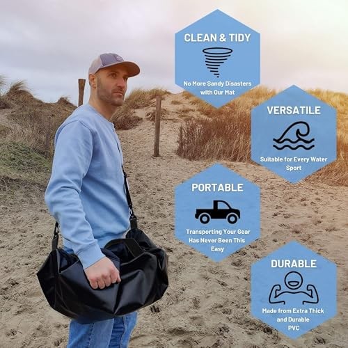 Wetsuit Changing Mat Bag - Surf Changing Mat with Shoulder Strap, Black
