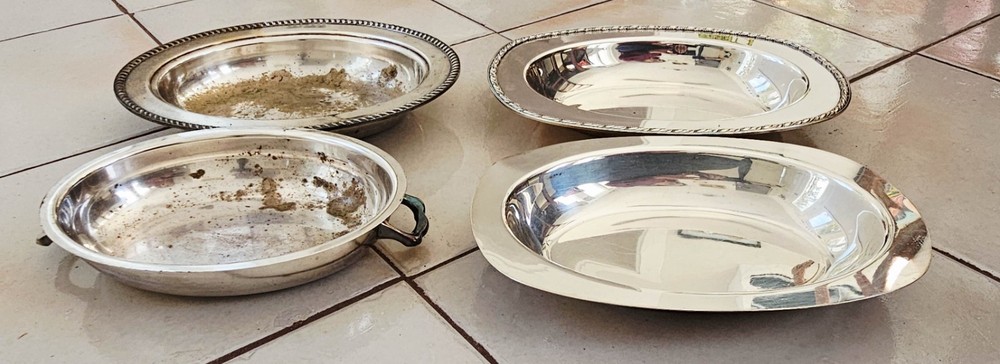 Silverplate Lot 7 Pieces Trays Covered Dishes Assorted Serving Pieces +10 lbs