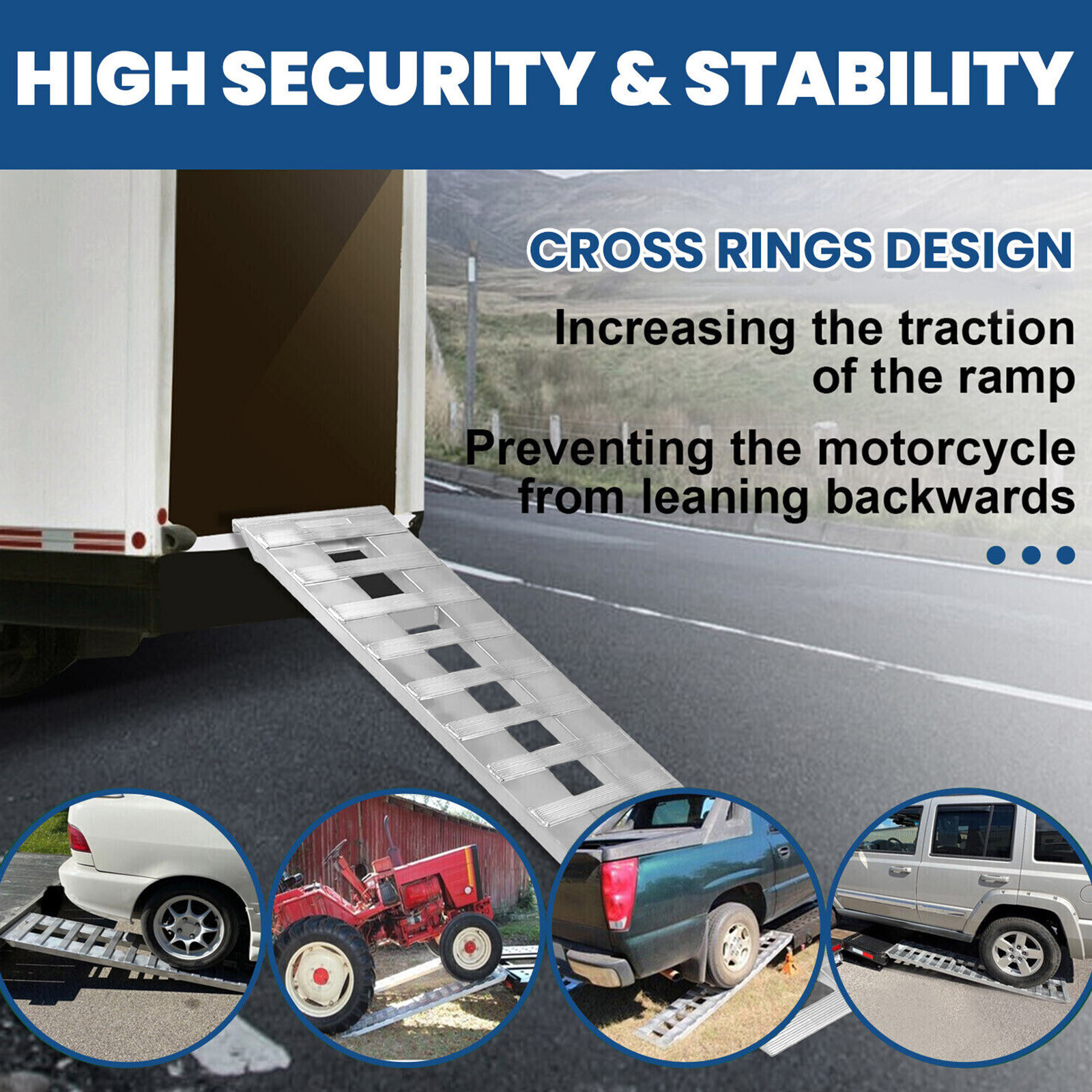 Pair Of 80" X 15" Aluminum 6000 LBS Truck Car Auto Trailer Ramps Hook End Knife