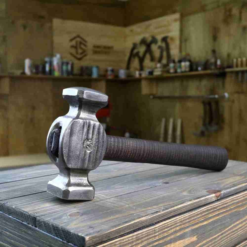 Blacksmith Rounding Hammer 2.5 lb Hand Forged C70W2 Steel Ash Handle Double Face