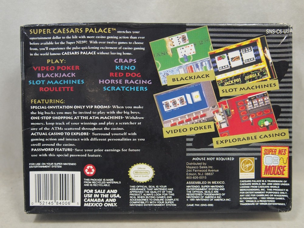 Super Caesars Palace (Super Nintendo | SNES) Authentic BOX ONLY