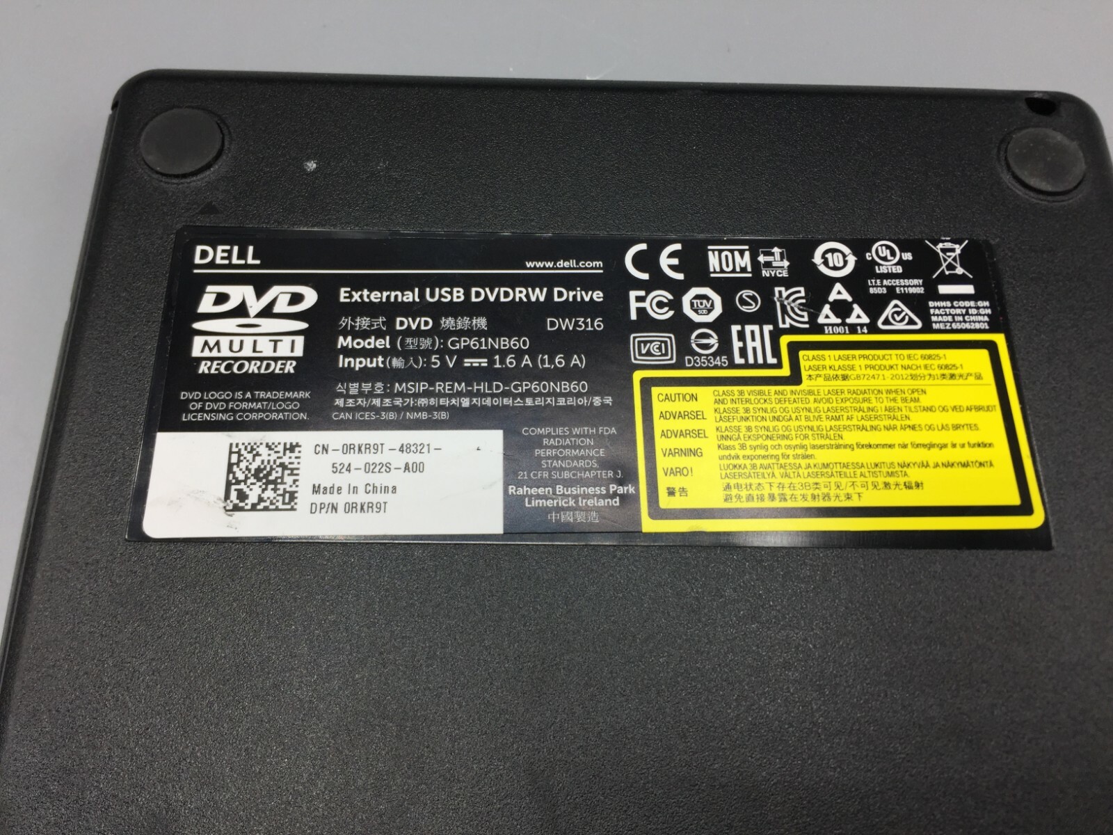 Dell USB Slim DVD CD DVDRW Compact Drive DW316