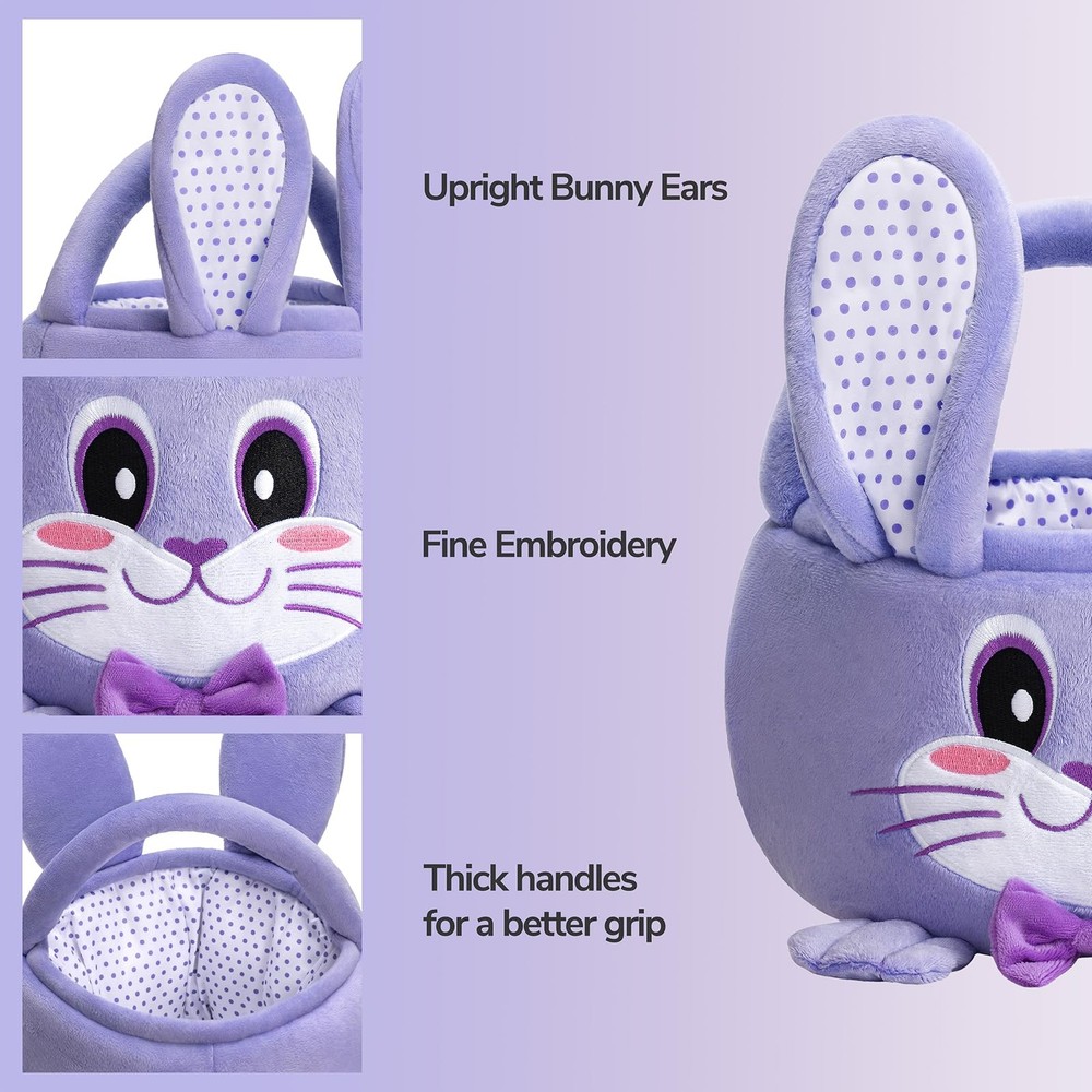 HiChen Easter Basket Empty, Small Gift Baskets with Decorative Rabbit, Easter...