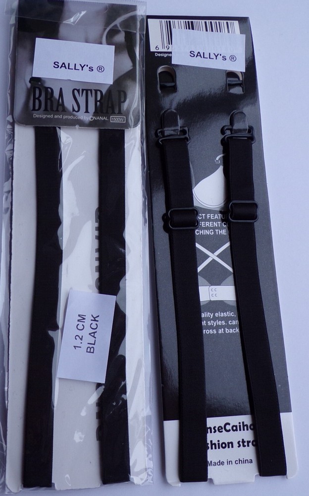 BRA STRAPS REPLACEMENTS - ADJUSTABLE - 1.5 CM WIDTH - BLACK