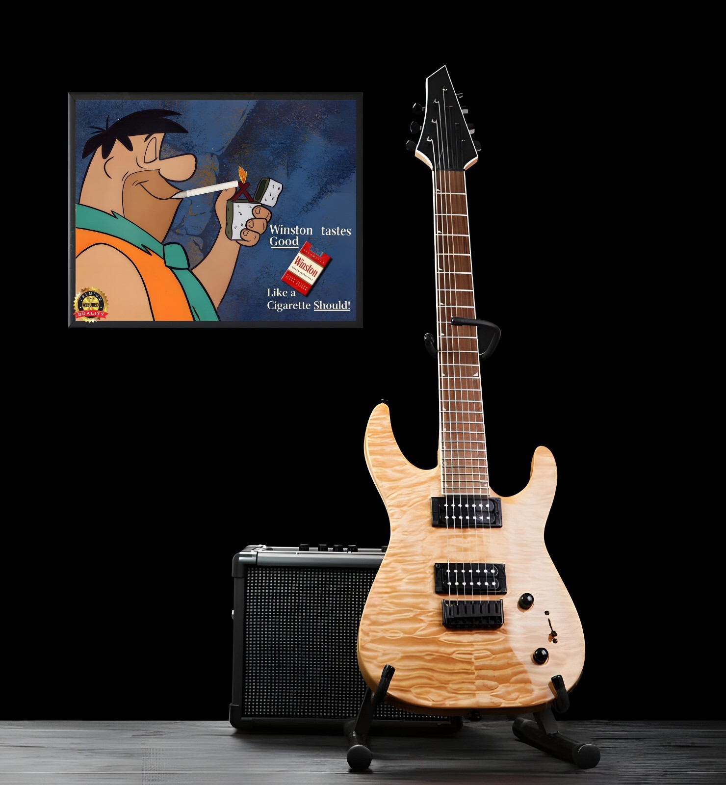 Winston - Cigarettes - Fred Flintstone - 1960 - Rare - Metal Sign 11 x 14