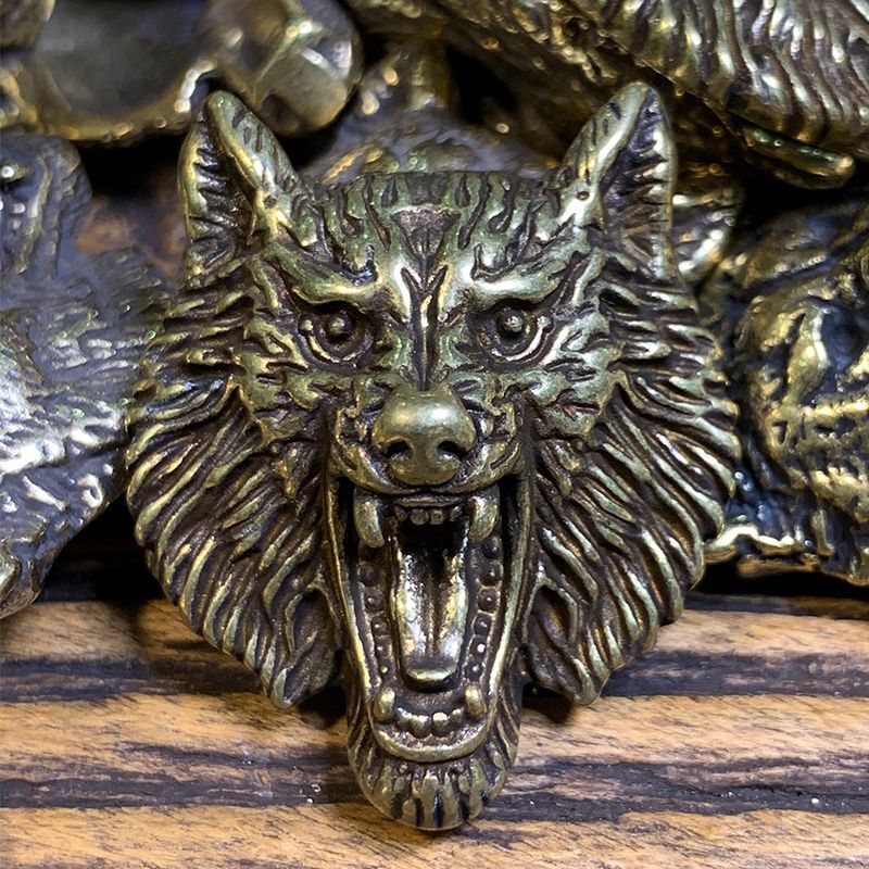 Solid Brass Wolf Head DIY Bag Wallet Conchos Rivet Stud Punk Screw Back