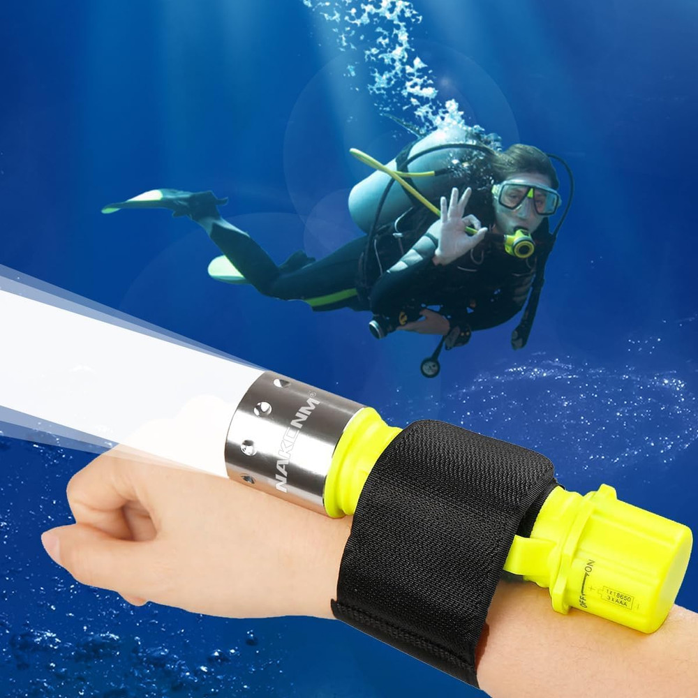 Rechargeable Diving Flashlight Scuba Dive Light Super Bright, Underwater Flashli