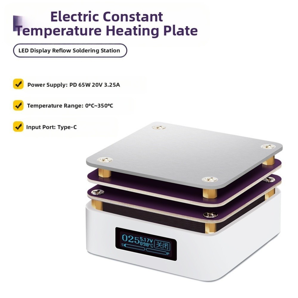 Portable 65W 20V Adjustable Thermostatic Heating Platform with Type C Input