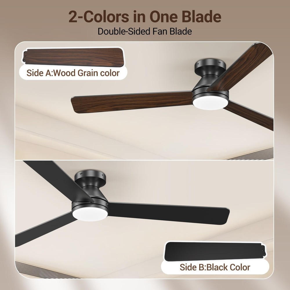 52 Inch Ceiling Fans with Lights, Remote Control, 3CCT, Dimmable&Adjustable W...