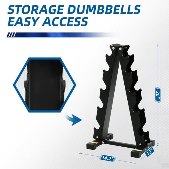150LB Coated Hex Dumbbell Weight Set and A-Frame Storage Rack, 5-25 lbs Pairs