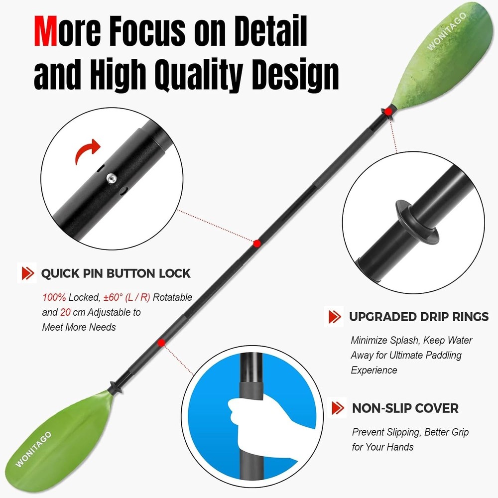 Corrosion-Resistant Kayak Oars with Quick Lock
