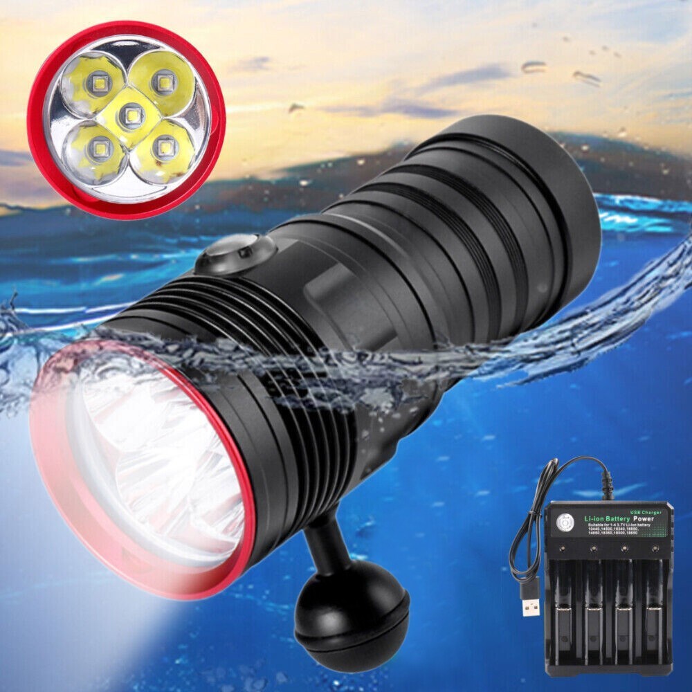 Waterproof 80000LM LED Scuba Diving Torch Flashlight Underwater 20m