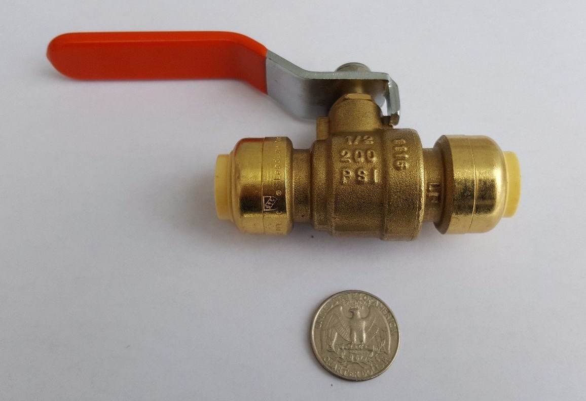 1 PIECE 1/2" PUSH FIT BALL VALVE WITH REMOVING CLIP
