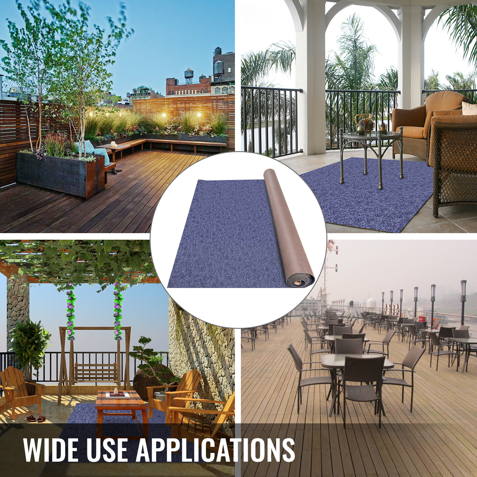 VEVOR 32oz Cut Pile Marine Outdoor Bass Boat Carpet 6x23ft Deep Blue Cutpile Rug