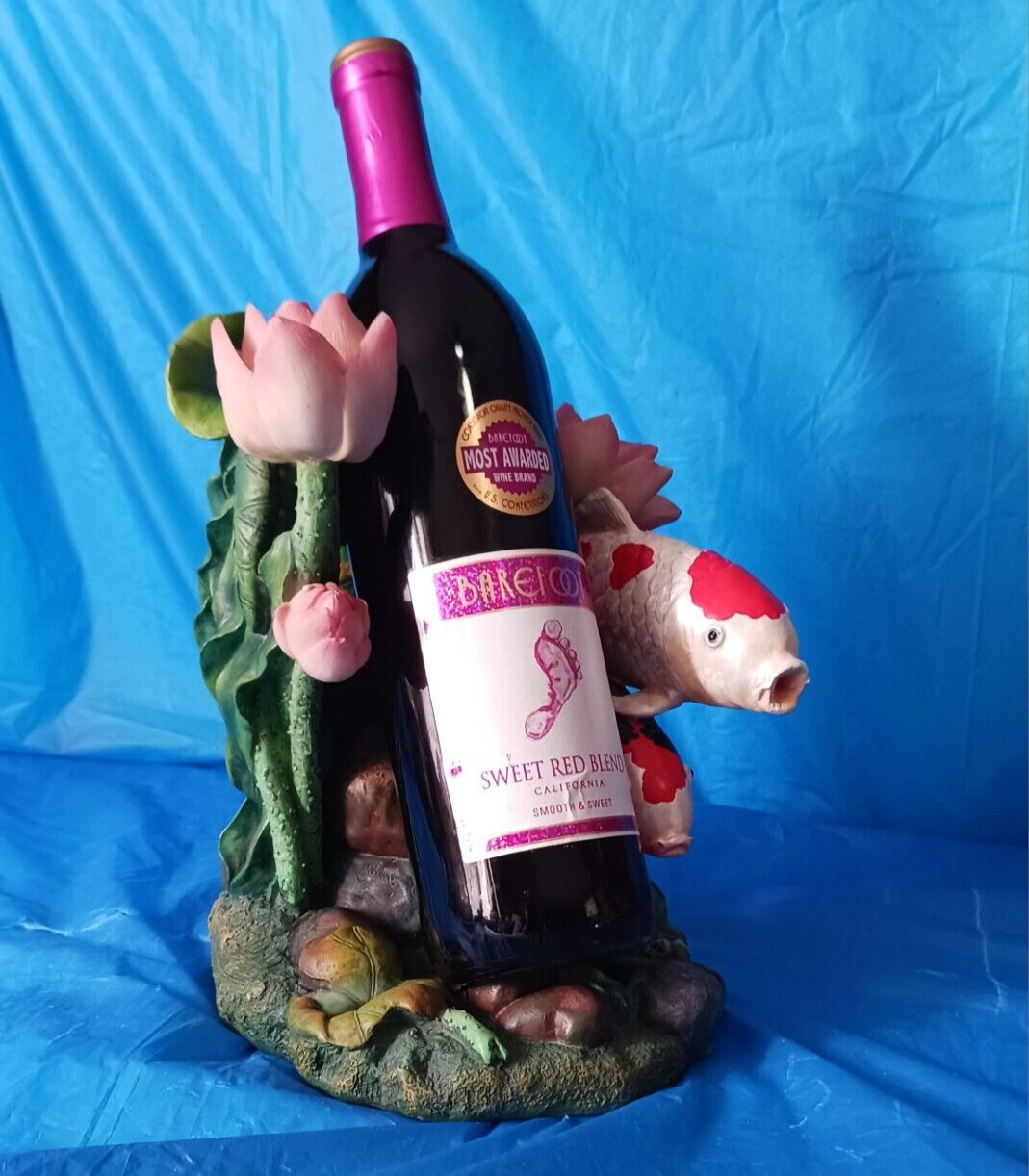 Tropical Koi Fish Lovers Wine Bottle Holder 9" Novelty Unique Decor No Wine
