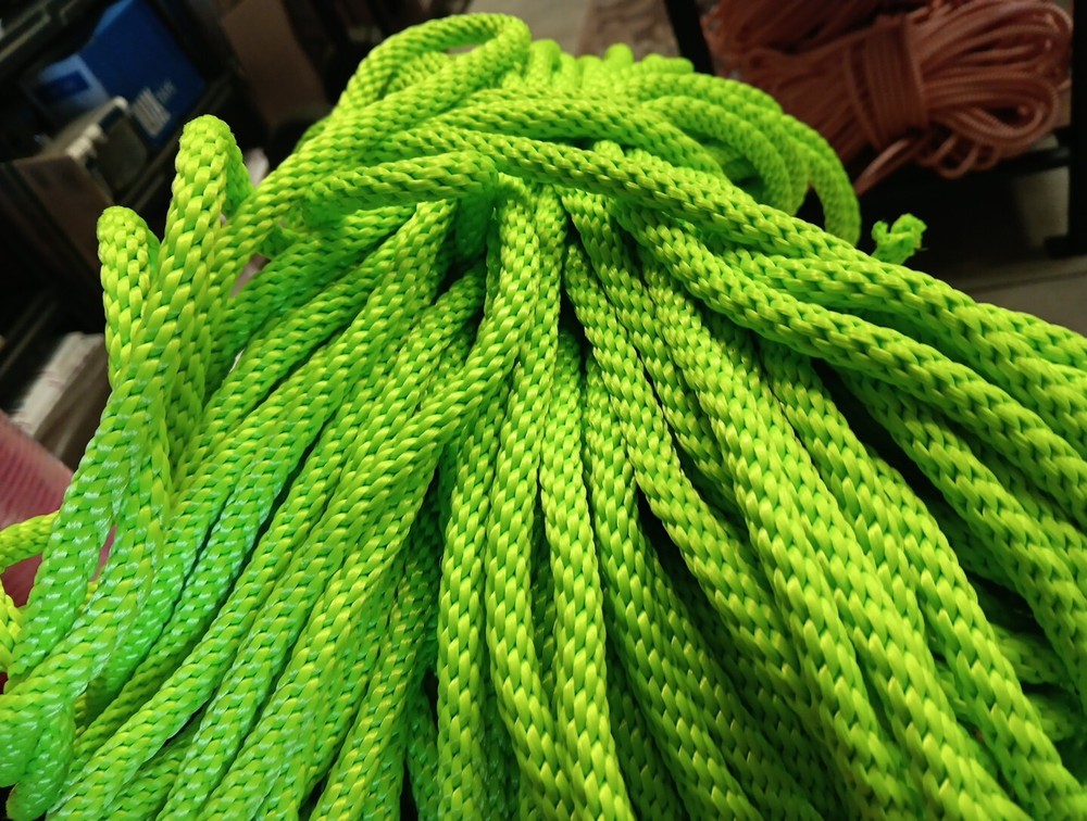 3/8” x 215ft. Solid Braid Polyester Rope. Made in USA. Lime