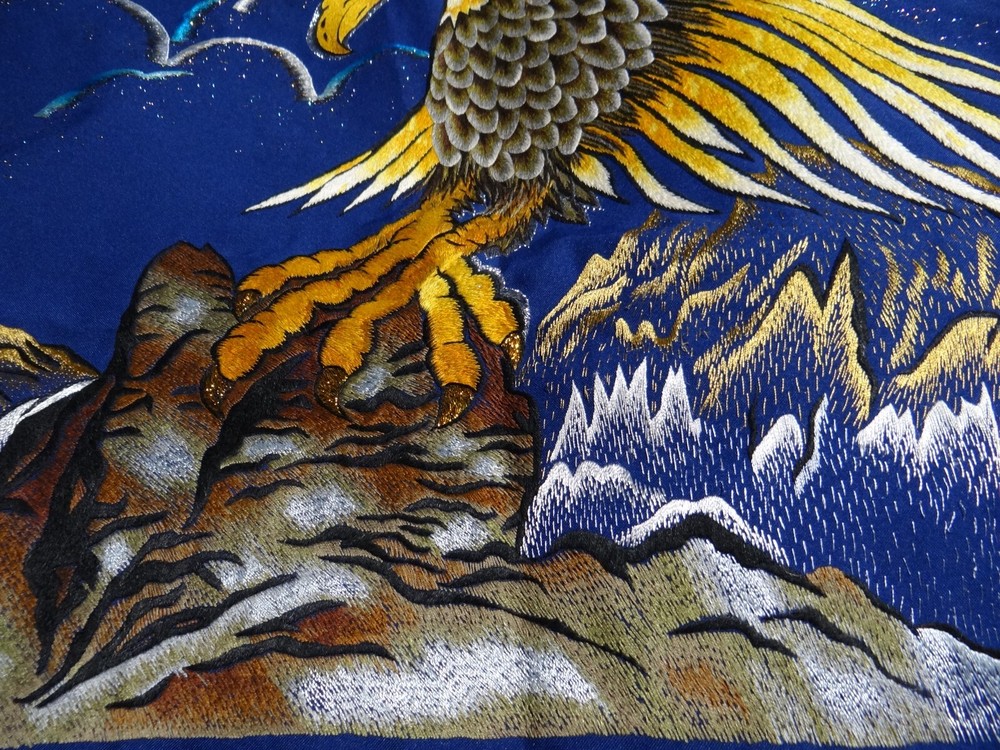 Unique Beautiful hand Embroidered Eagle 40"x 40" Art work