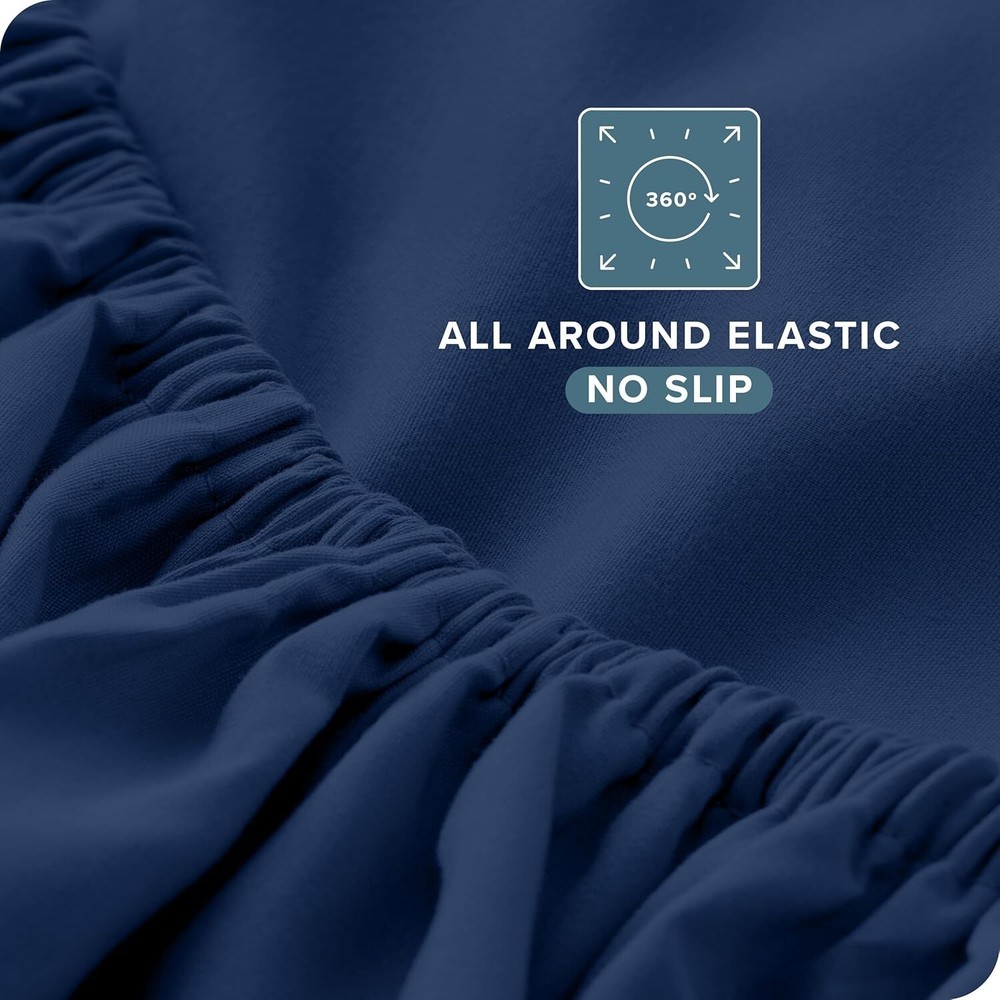 Ultra-Soft Dark Blue Full Sheet Set - Deep Pocket & All-around Elastic Bedding