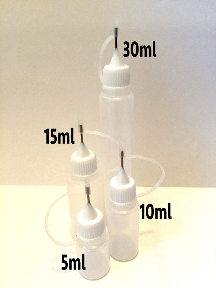 Empty Bottle with Needle Precision Tip for Gem-Tac Glue Refill Various Sizes UK