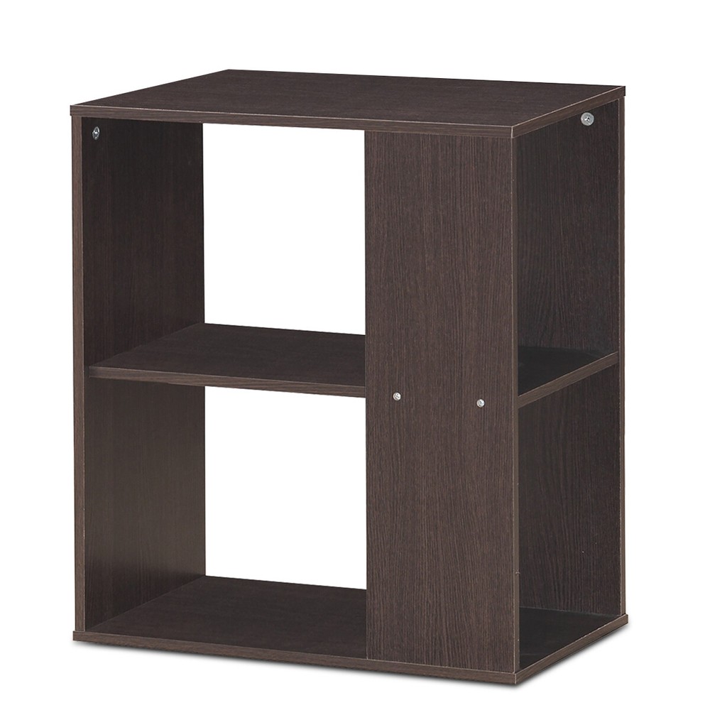 2 PCs Side End Table 2-Tier Nightstand Bedside Sofa Table w/ Shelves Brown