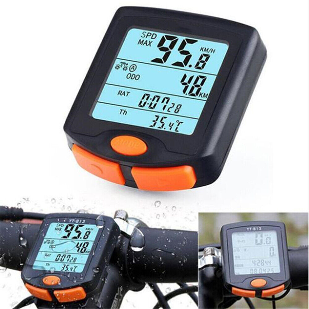 Bicycle Computer Digital Odometer LCD Backlight Bike Speedometer Waterproof