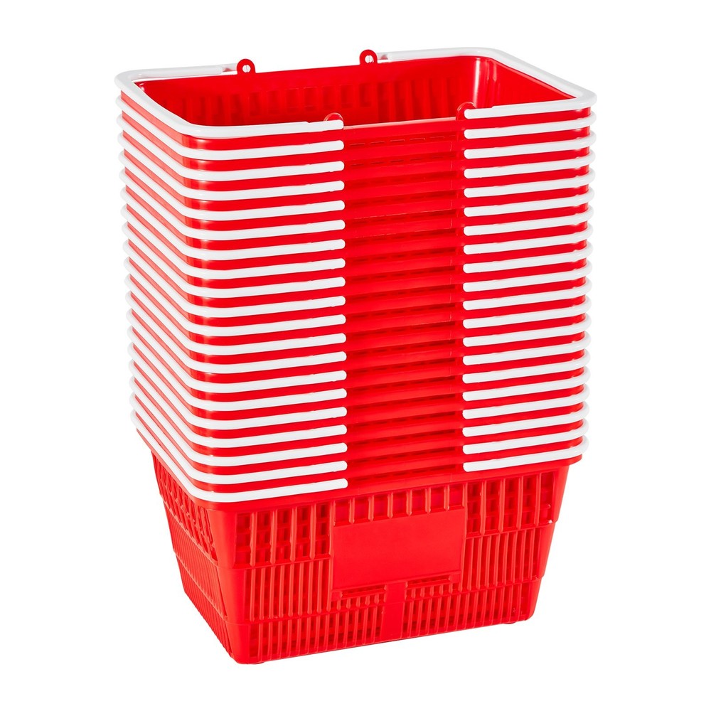Shopping Baskets, 20 PCS, 21L Stackable PE Plastic Grocery Baskets with Handles,