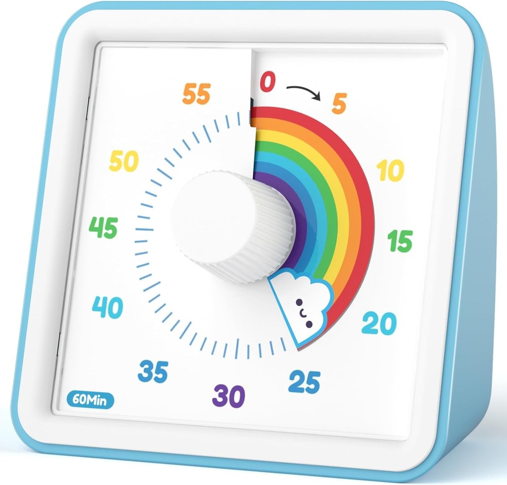 Multifunctional Visual Timer 60 Minutes Rainbow Pattern Silent Countdown Clock