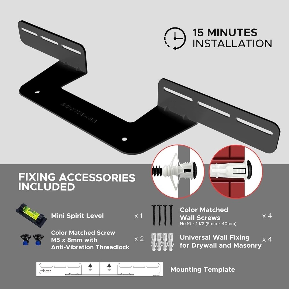 Wall Mount for Sonos Beam Soundbar - Quick Installation & Cable Access