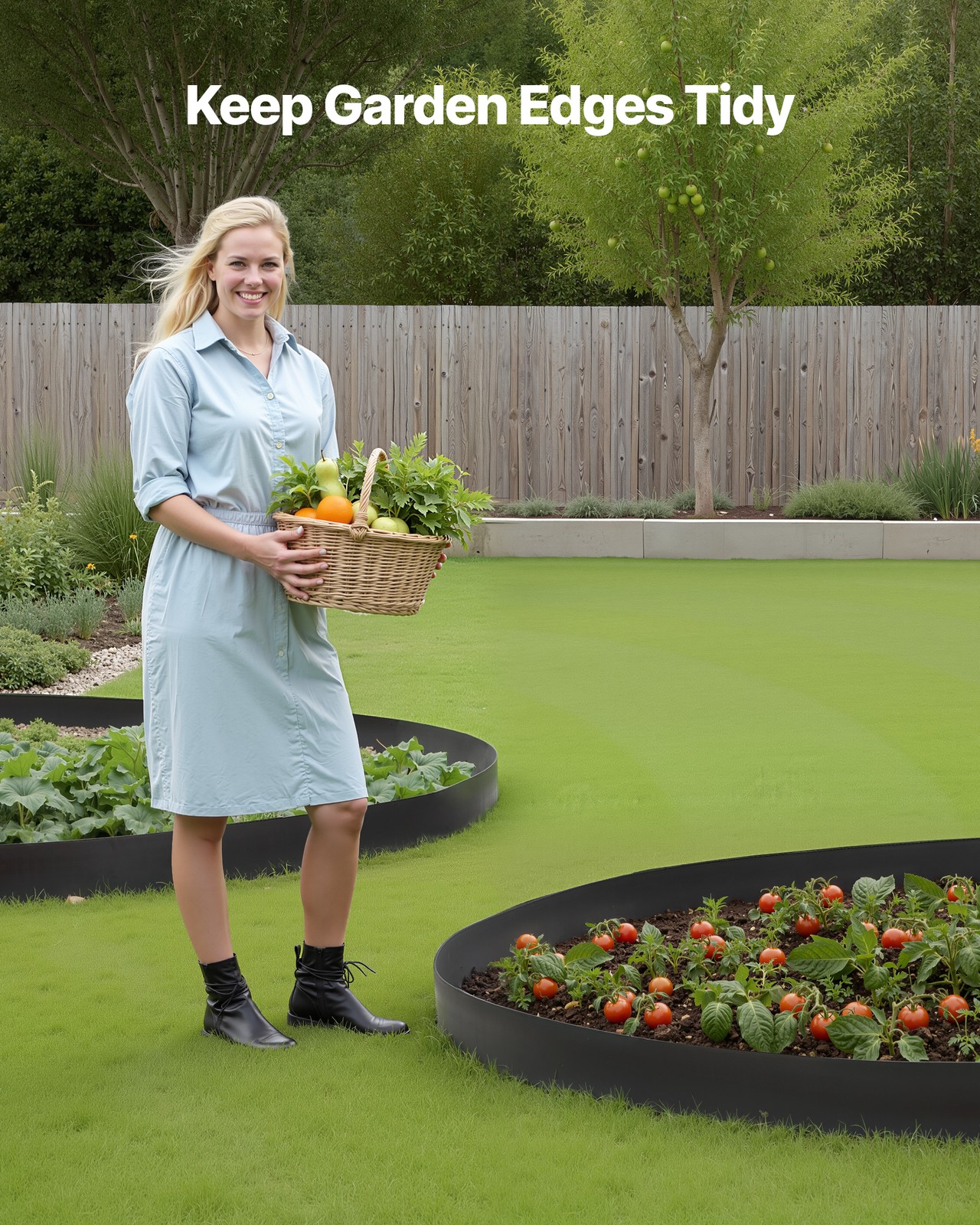 Uimoso 66ft x 4in L-Shaped Durable Plastic Garden Edging Border, No Dig Required