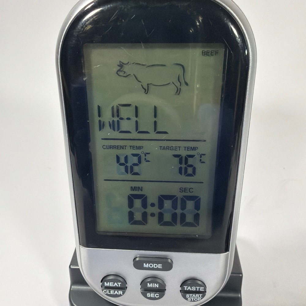 Wireless Remote Grill Meat Thermometer with Base and Probe Tested Working