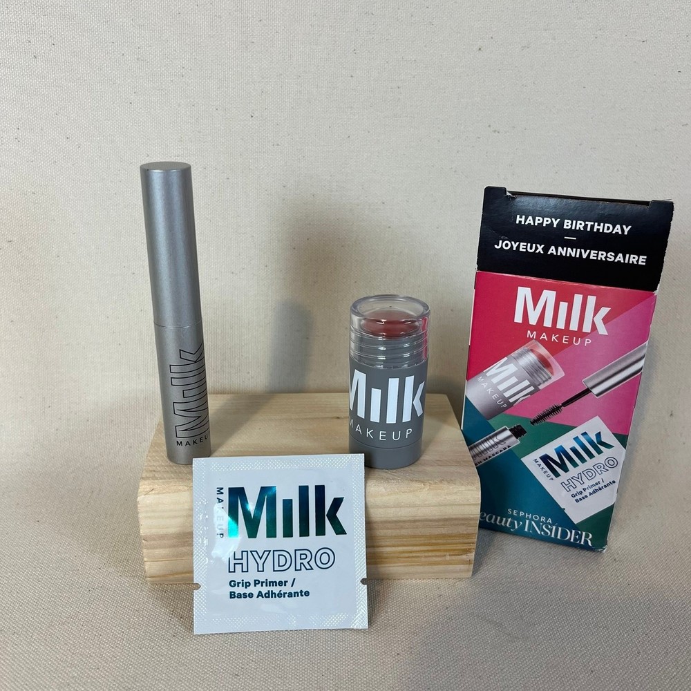 Milk MakeUp Set Mini Kush mascara, mini lip+cheeks, and Hydro Grip Primer sample