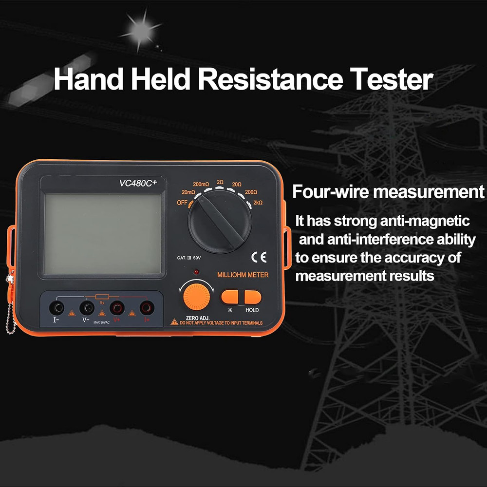 6-Gear Digital Milliohmmeter - 4-Wire DC Low Resistance Tester