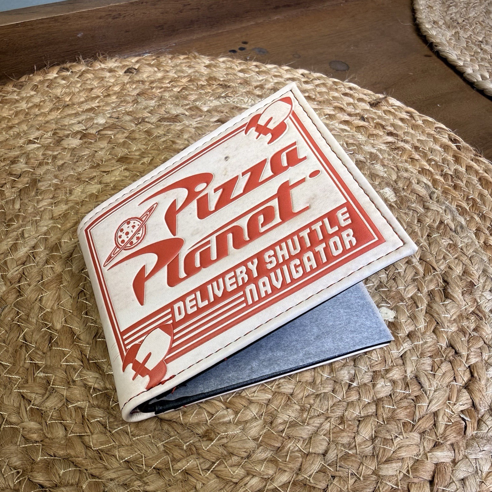 Disney Pixar Toy Story Pizza Planet Bi-fold Wallet Distressed w Black Interior