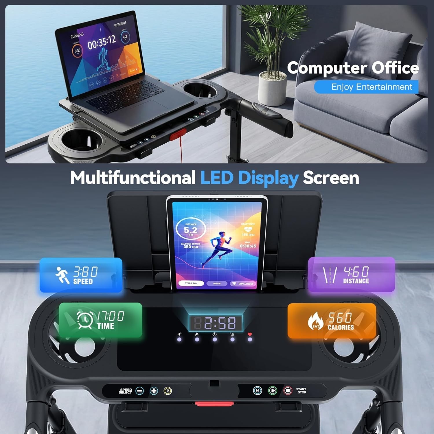 3.5HP Powerful Treadmill w/15% Incline Foading Treadmills for Home&Gym Fitness📳