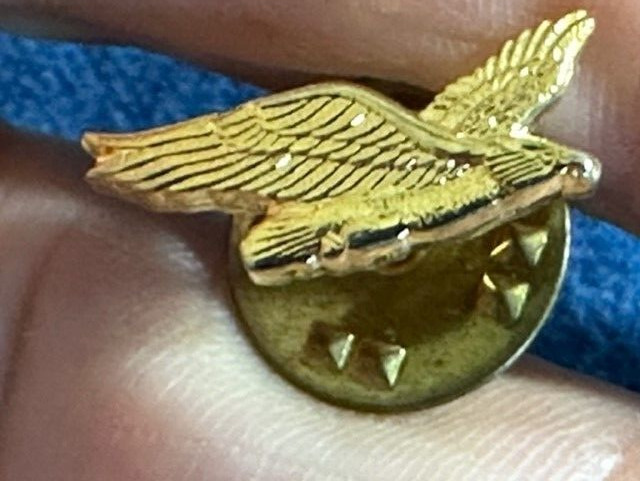 Unmarked Eagle Stud gold tone lapel jacket pin 5/8" TX174