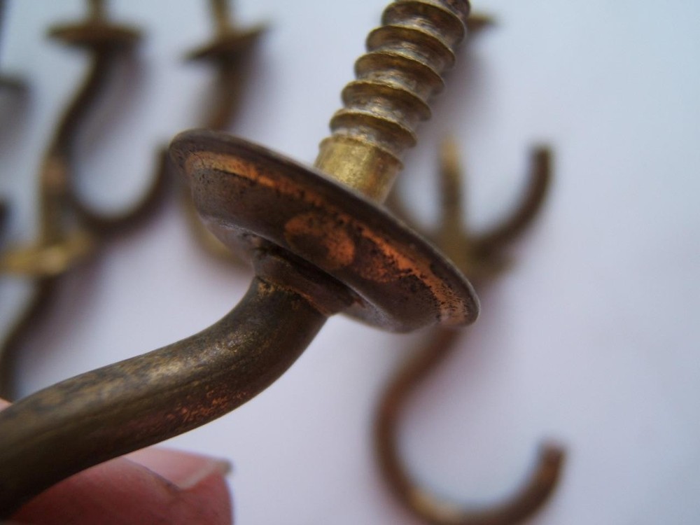12 VINTAGE BRASS CEILING or CUP HOOKS 2 DIFFERENT STYLES
