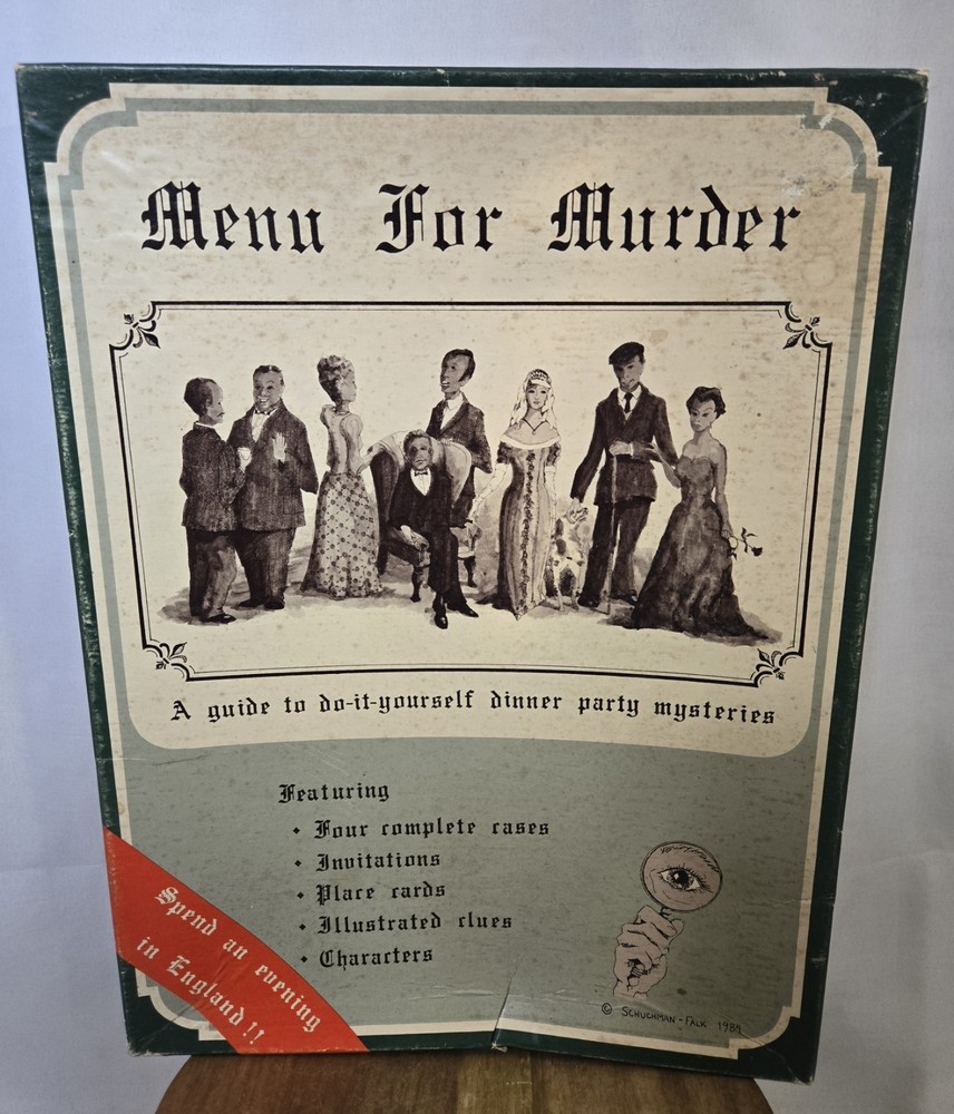 Vintage 80s Complete Murder Mystery Game 4 Cases Menu for Murder