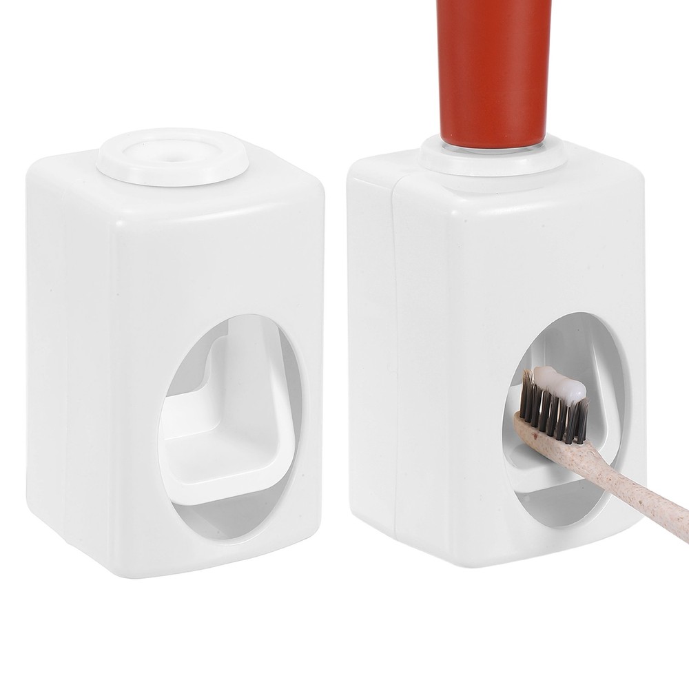 2 Pcs Single Slot Design Self-Adhesive Toothpaste Dispenser(White)