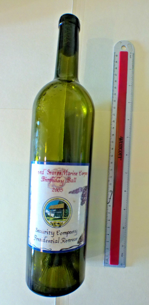 USMC  CAMP DAVID  SECURITY TEAM  WINE BOTTLE,  UNIQUE LABLE