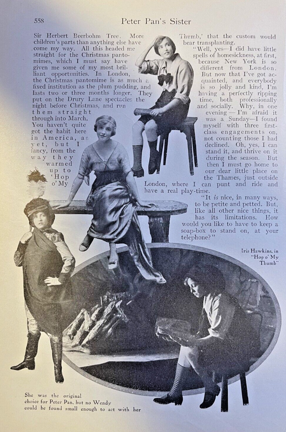 1914 Actress Iris Hawkins illustrated