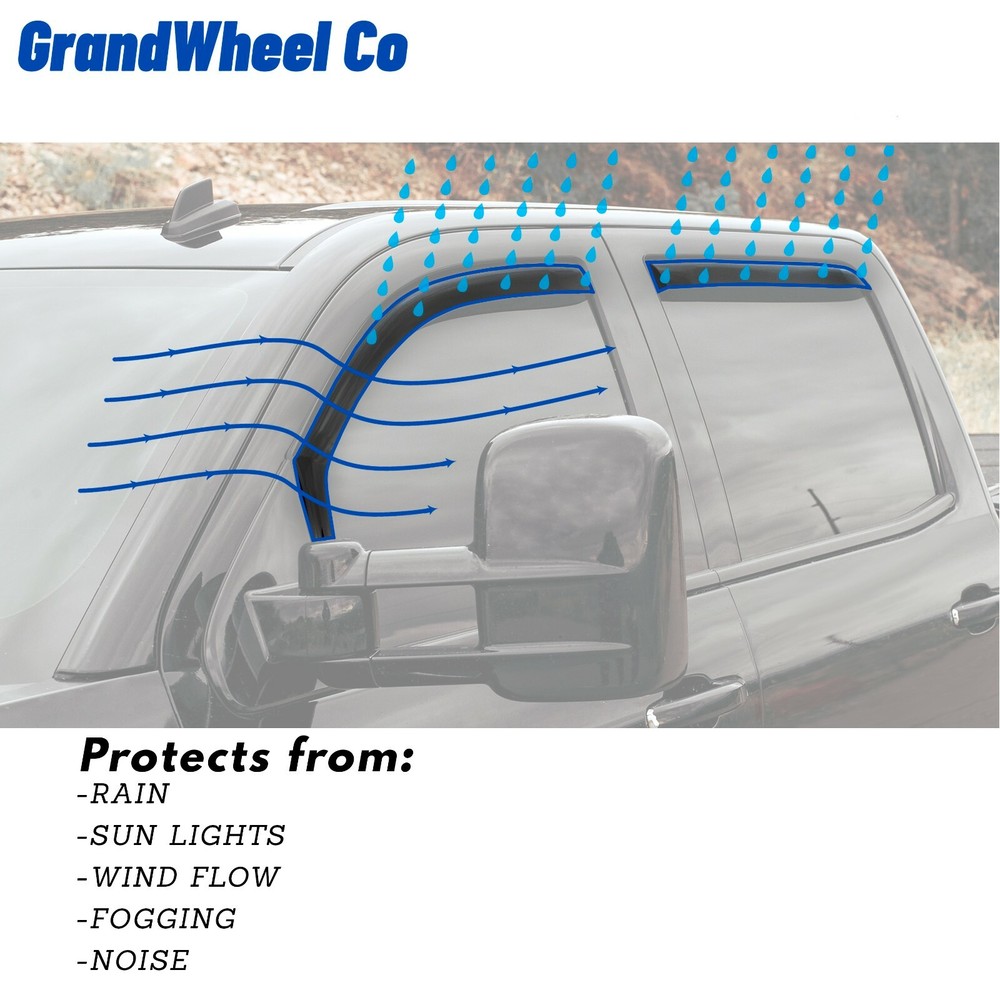 Rain Guards Vent Visors Shade for 2019-2024 Chevy Silverado Crew Cab